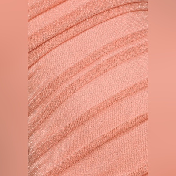 NWT Lulu’s Here to Dazzle Coral Metallic Ruched Mesh Bodycon Midi Dress - Picture 9 of 9